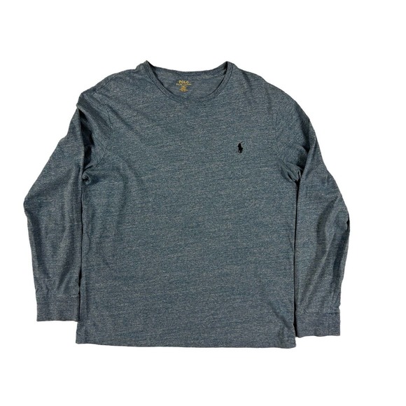 Polo Ralph Lauren Custom Fit‎ Men Blue Crew Neck Long Sleeve T-Shirt Sz XL - Picture 1 of 7